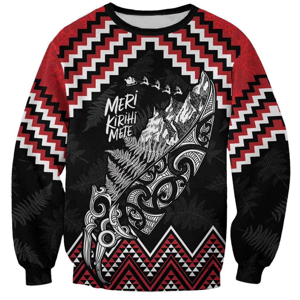 New Zealand Christmas Taniko Poutama Sweatshirt Mountainscape Maori Fern - Aussie Hoodie