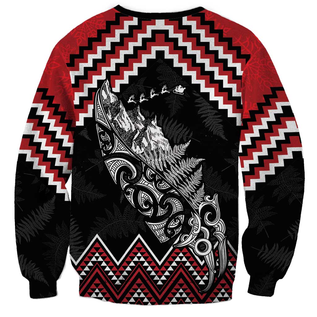 New Zealand Christmas Taniko Poutama Sweatshirt Mountainscape Maori Fern - Aussie Hoodie