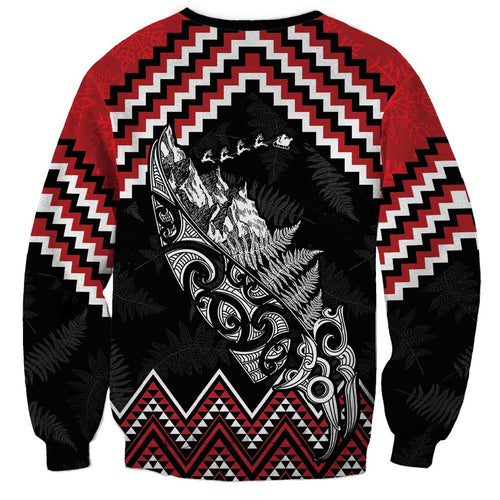 New Zealand Christmas Taniko Poutama Sweatshirt Mountainscape Maori Fern - Aussie Hoodie