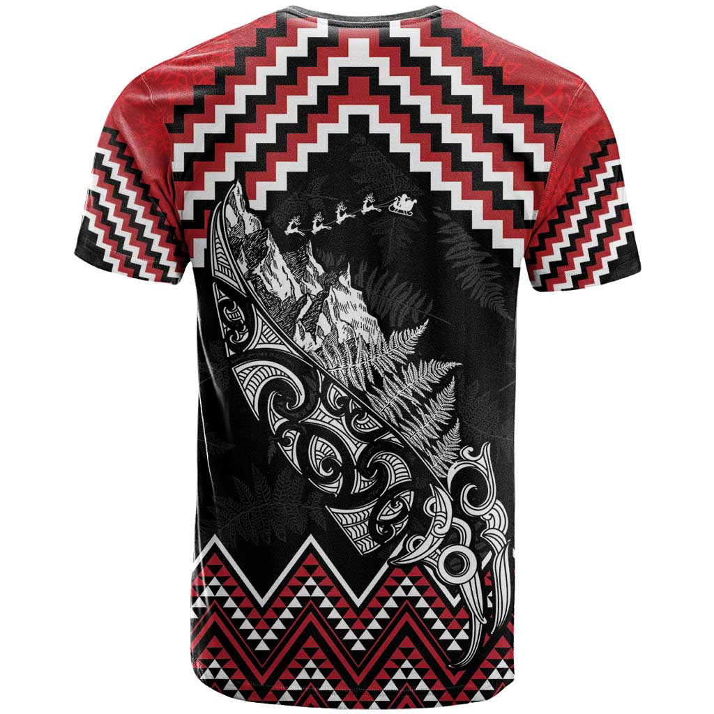 New Zealand Christmas Taniko Poutama T Shirt Mountainscape Maori Fern - Aussie Hoodie