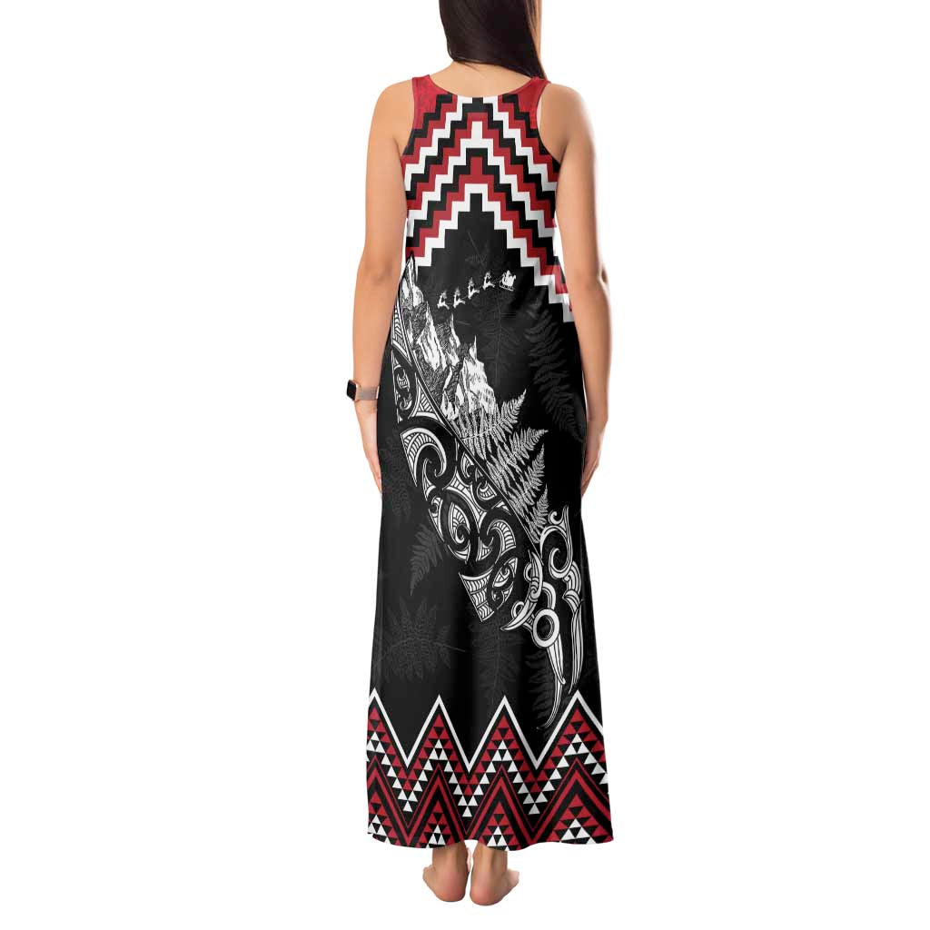 New Zealand Christmas Taniko Poutama Tank Maxi Dress Mountainscape Maori Fern - Aussie Hoodie