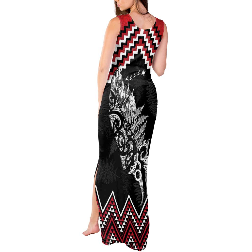 New Zealand Christmas Taniko Poutama Tank Maxi Dress Mountainscape Maori Fern - Aussie Hoodie