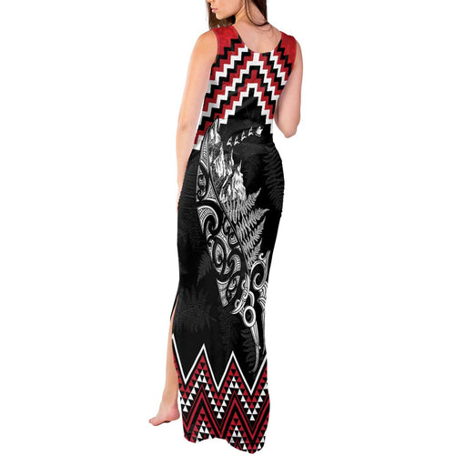 New Zealand Christmas Taniko Poutama Tank Maxi Dress Mountainscape Maori Fern - Aussie Hoodie