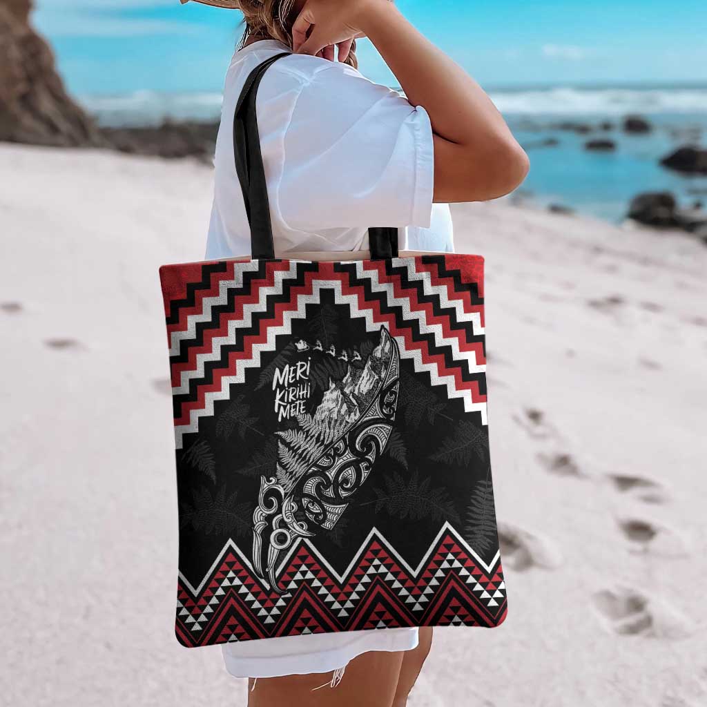 New Zealand Christmas Taniko Poutama Tote Bag Mountainscape Maori Fern - Aussie Hoodie