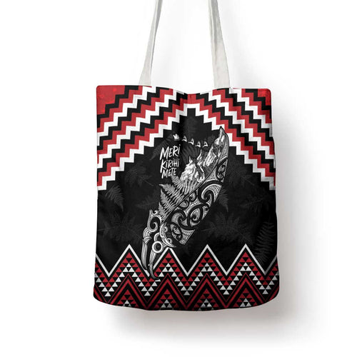 New Zealand Christmas Taniko Poutama Tote Bag Mountainscape Maori Fern - Aussie Hoodie