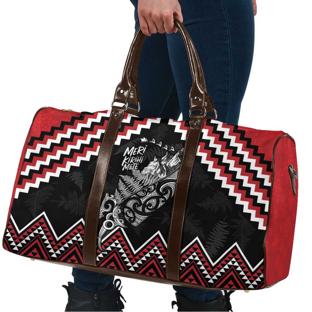 New Zealand Christmas Taniko Poutama Travel Bag Mountainscape Maori Fern - Aussie Hoodie