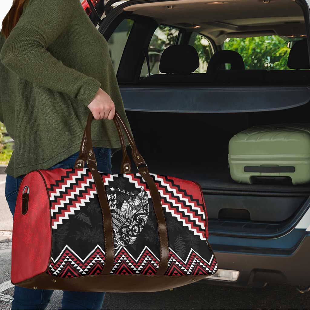 New Zealand Christmas Taniko Poutama Travel Bag Mountainscape Maori Fern - Aussie Hoodie