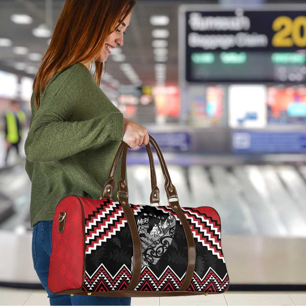 New Zealand Christmas Taniko Poutama Travel Bag Mountainscape Maori Fern - Aussie Hoodie