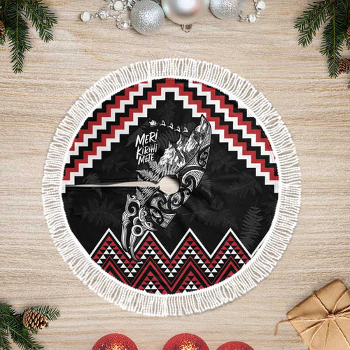 New Zealand Christmas Taniko Poutama Tree Skirt Mountainscape Maori Fern - Aussie Hoodie