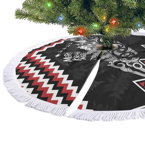 New Zealand Christmas Taniko Poutama Tree Skirt Mountainscape Maori Fern - Aussie Hoodie