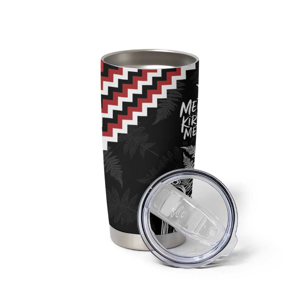 New Zealand Christmas Taniko Poutama Tumbler Cup Mountainscape Maori Fern - Aussie Hoodie