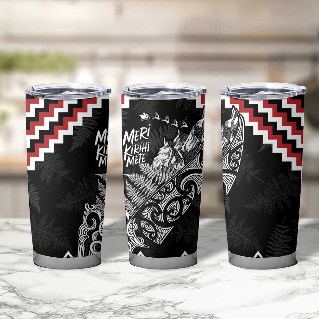New Zealand Christmas Taniko Poutama Tumbler Cup Mountainscape Maori Fern - Aussie Hoodie