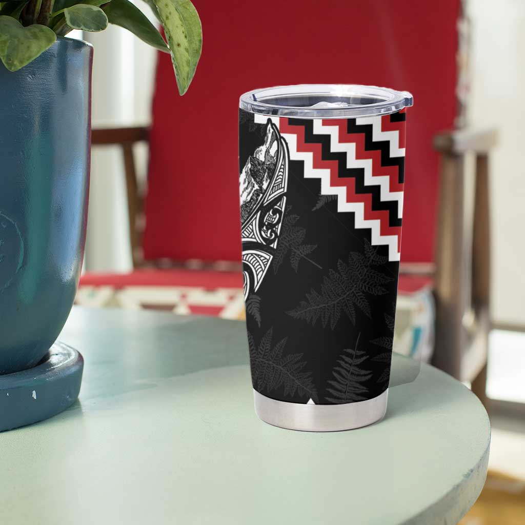 New Zealand Christmas Taniko Poutama Tumbler Cup Mountainscape Maori Fern - Aussie Hoodie