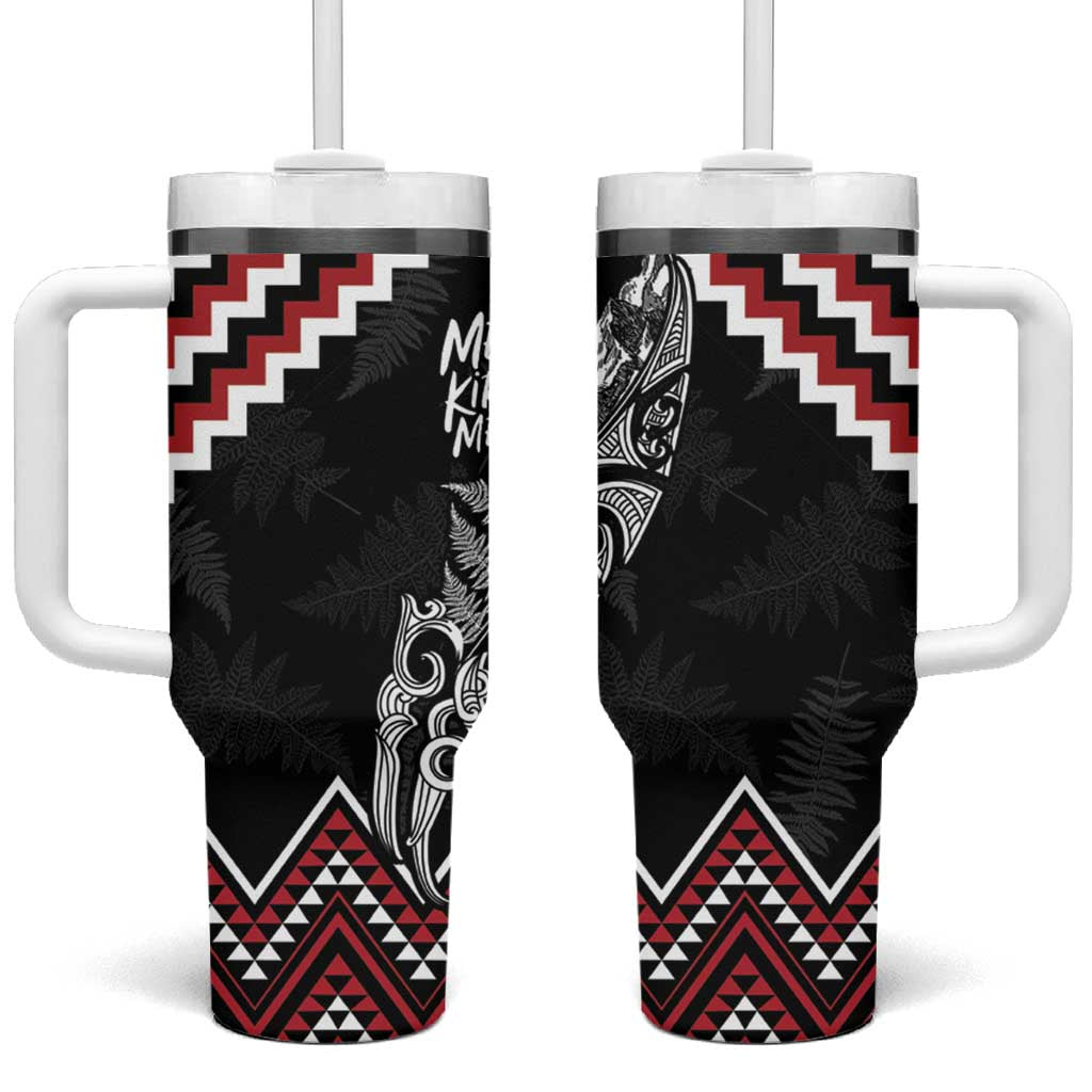 New Zealand Christmas Taniko Poutama Tumbler With Handle Mountainscape Maori Fern - Aussie Hoodie