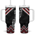 New Zealand Christmas Taniko Poutama Tumbler With Handle Mountainscape Maori Fern - Aussie Hoodie