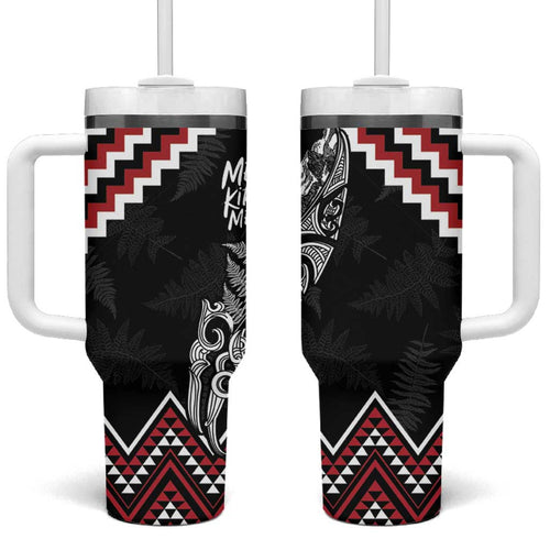 New Zealand Christmas Taniko Poutama Tumbler With Handle Mountainscape Maori Fern - Aussie Hoodie