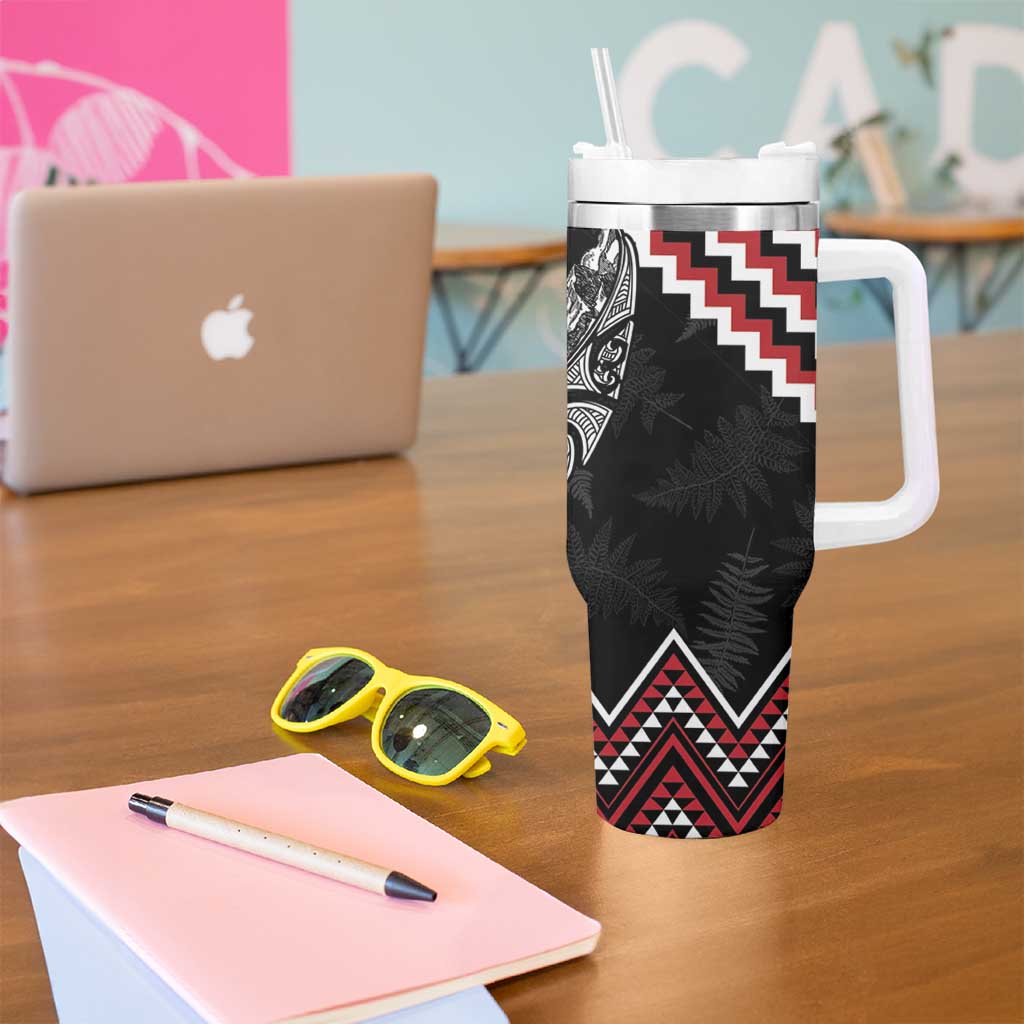 New Zealand Christmas Taniko Poutama Tumbler With Handle Mountainscape Maori Fern - Aussie Hoodie