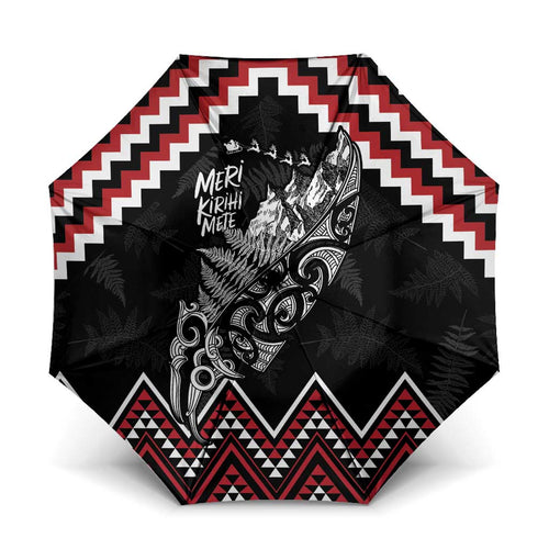 New Zealand Christmas Taniko Poutama Umbrella Mountainscape Maori Fern - Aussie Hoodie