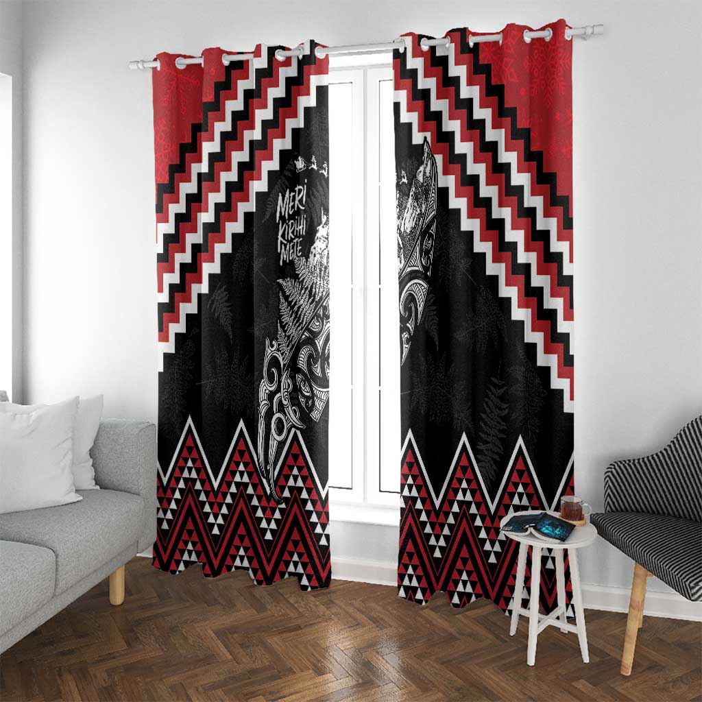 New Zealand Christmas Taniko Poutama Window Curtain Mountainscape Maori Fern - Aussie Hoodie