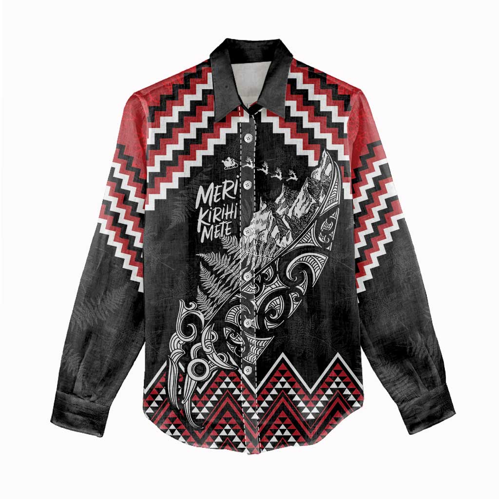 New Zealand Christmas Taniko Poutama Women Casual Shirt Mountainscape Maori Fern - Aussie Hoodie