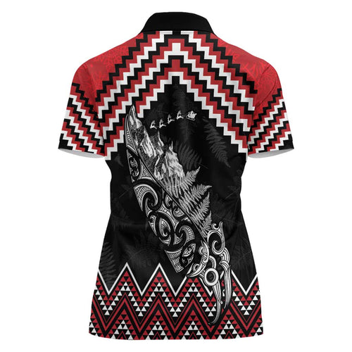 New Zealand Christmas Taniko Poutama Women Polo Shirt Mountainscape Maori Fern - Aussie Hoodie