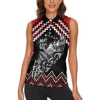 New Zealand Christmas Taniko Poutama Women Sleeveless Polo Shirt Mountainscape Maori Fern - Aussie Hoodie