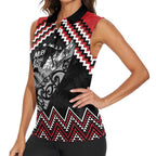 New Zealand Christmas Taniko Poutama Women Sleeveless Polo Shirt Mountainscape Maori Fern - Aussie Hoodie