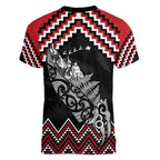 New Zealand Christmas Taniko Poutama Women V-Neck T-Shirt Mountainscape Maori Fern - Aussie Hoodie