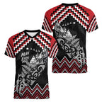 New Zealand Christmas Taniko Poutama Women V-Neck T-Shirt Mountainscape Maori Fern - Aussie Hoodie