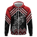 New Zealand Christmas Taniko Poutama Zip Hoodie Mountainscape Maori Fern - Aussie Hoodie