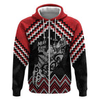 New Zealand Christmas Taniko Poutama Zip Hoodie Mountainscape Maori Fern - Aussie Hoodie