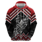 New Zealand Christmas Taniko Poutama Zip Hoodie Mountainscape Maori Fern - Aussie Hoodie
