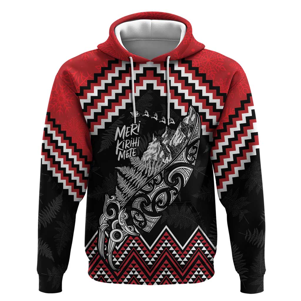 New Zealand Christmas Taniko Poutama Zip Hoodie Mountainscape Maori Fern - Aussie Hoodie