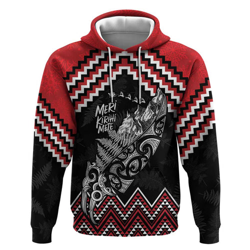 New Zealand Christmas Taniko Poutama Zip Hoodie Mountainscape Maori Fern - Aussie Hoodie