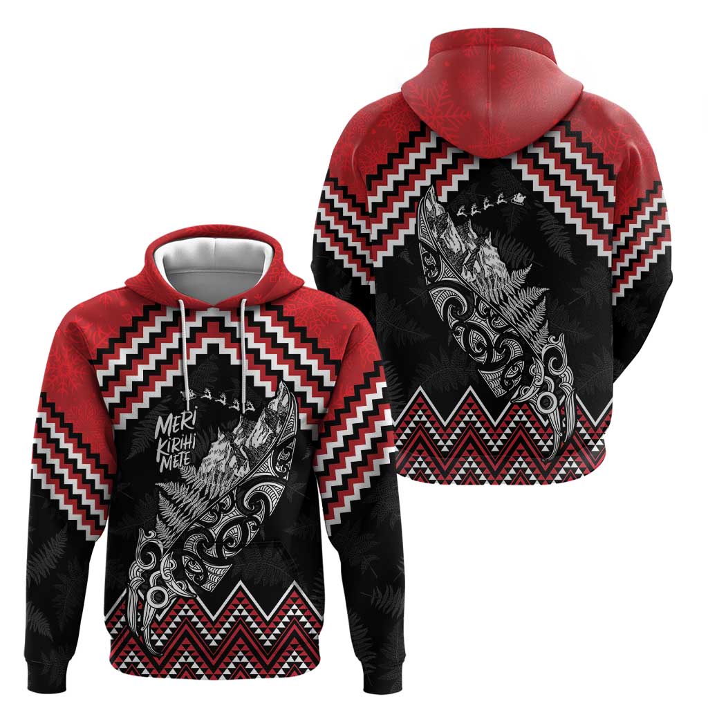 New Zealand Christmas Taniko Poutama Zip Hoodie Mountainscape Maori Fern - Aussie Hoodie
