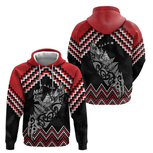 New Zealand Christmas Taniko Poutama Zip Hoodie Mountainscape Maori Fern - Aussie Hoodie