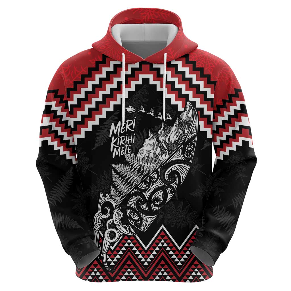 New Zealand Christmas Taniko Poutama Zip Hoodie Mountainscape Maori Fern - Aussie Hoodie