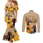 Personalised Melbourne Horse Racing Couples Matching Mermaid Dress and Long Sleeve Button Shirt Australia Wonder Horse