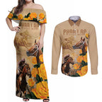 Personalised Melbourne Horse Racing Couples Matching Off Shoulder Maxi Dress and Long Sleeve Button Shirt Australia Wonder Horse