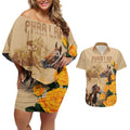 Personalised Melbourne Horse Racing Couples Matching Off Shoulder Short Dress and Hawaiian Shirt Australia Wonder Horse