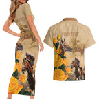 Personalised Melbourne Horse Racing Couples Matching Short Sleeve Bodycon Dress and Hawaiian Shirt Australia Wonder Horse