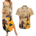 Personalised Melbourne Horse Racing Couples Matching Summer Maxi Dress and Hawaiian Shirt Australia Wonder Horse