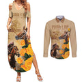 Personalised Melbourne Horse Racing Couples Matching Summer Maxi Dress and Long Sleeve Button Shirt Australia Wonder Horse
