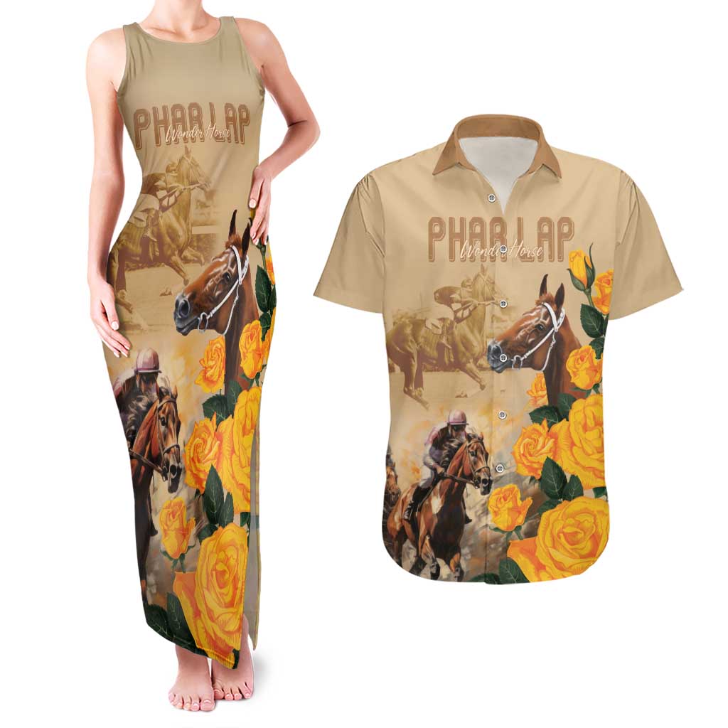 Personalised Melbourne Horse Racing Couples Matching Tank Maxi Dress and Hawaiian Shirt Australia Wonder Horse