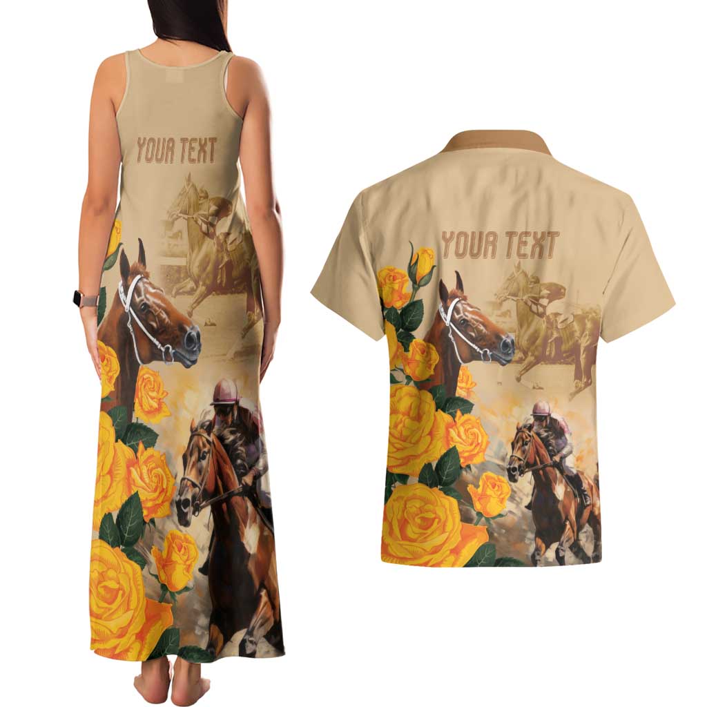 Personalised Melbourne Horse Racing Couples Matching Tank Maxi Dress and Hawaiian Shirt Australia Wonder Horse