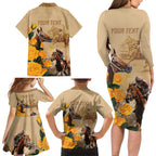 Personalised Melbourne Horse Racing Family Matching Long Sleeve Bodycon Dress and Hawaiian Shirt Australia Wonder Horse