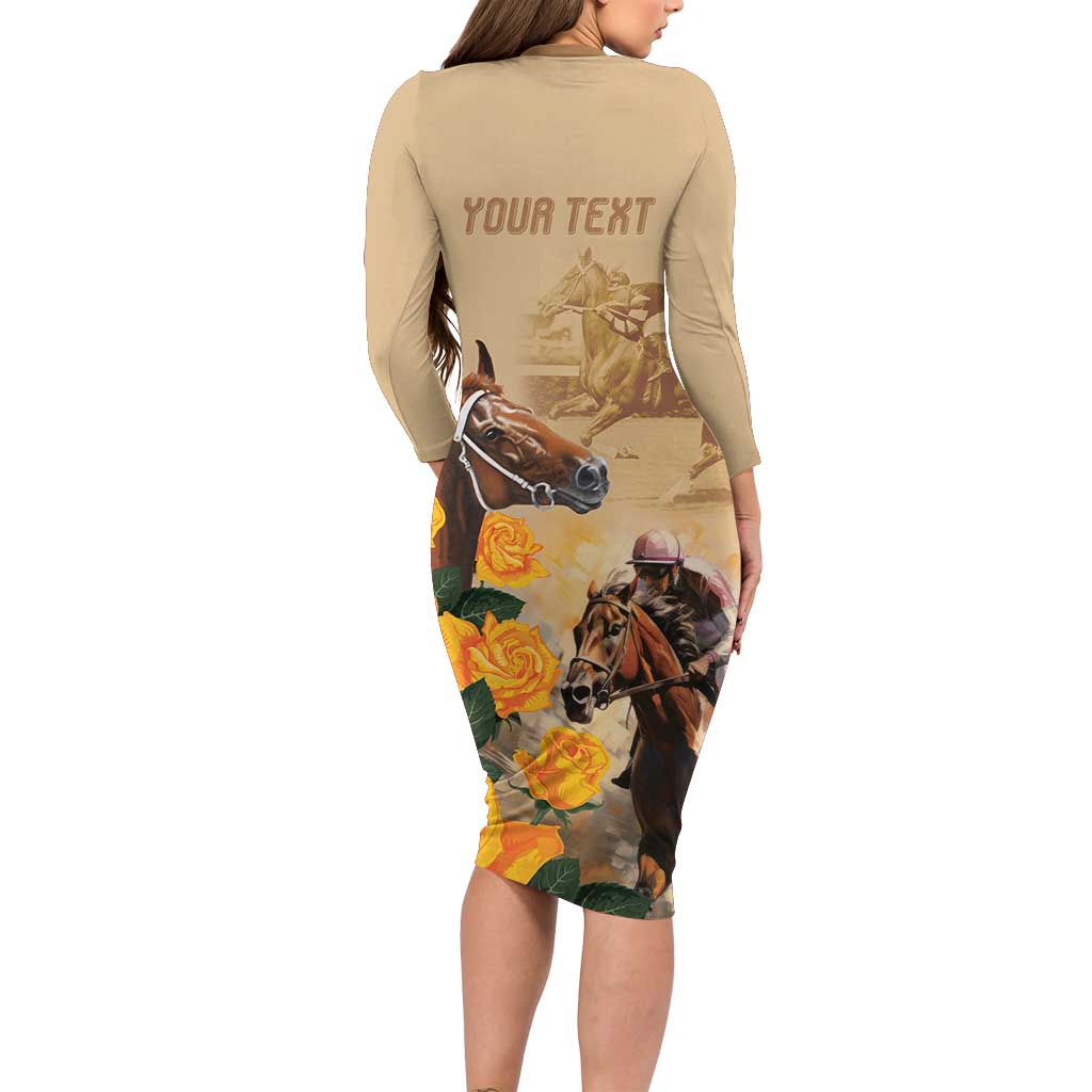 Personalised Melbourne Horse Racing Family Matching Long Sleeve Bodycon Dress and Hawaiian Shirt Australia Wonder Horse