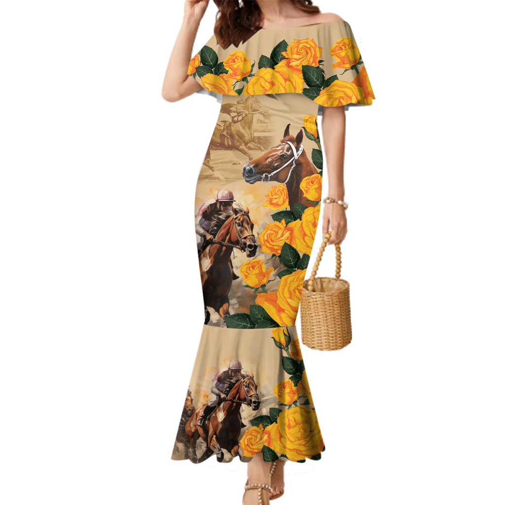 Personalised Melbourne Horse Racing Family Matching Mermaid Dress and Hawaiian Shirt Australia Wonder Horse