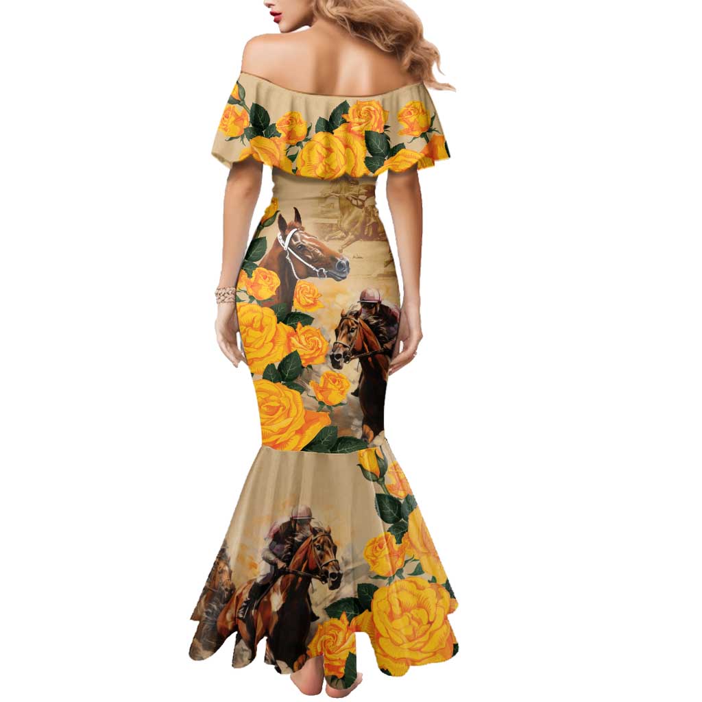 Personalised Melbourne Horse Racing Family Matching Mermaid Dress and Hawaiian Shirt Australia Wonder Horse