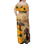 Personalised Melbourne Horse Racing Family Matching Off Shoulder Maxi Dress and Hawaiian Shirt Australia Wonder Horse